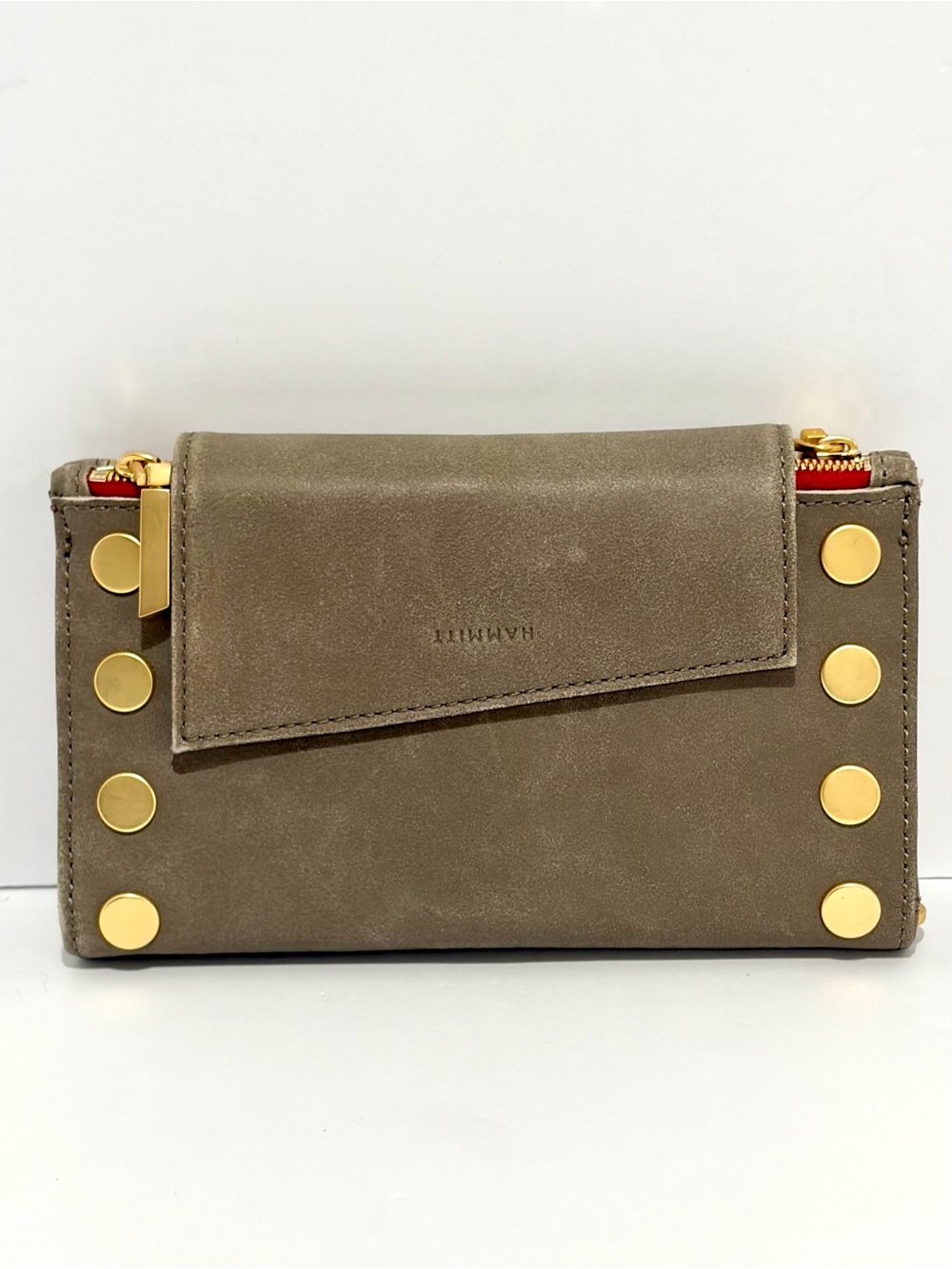 Hammitt Levy Leather Wallet Crossbody Bag In Pewter/Brushed Gold